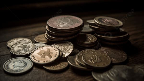 Billetes y monedas sobre una mesa